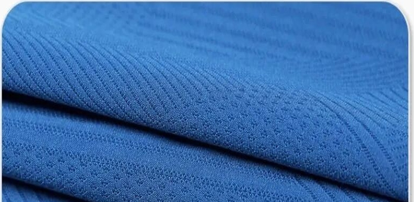 Blue textured performance knit